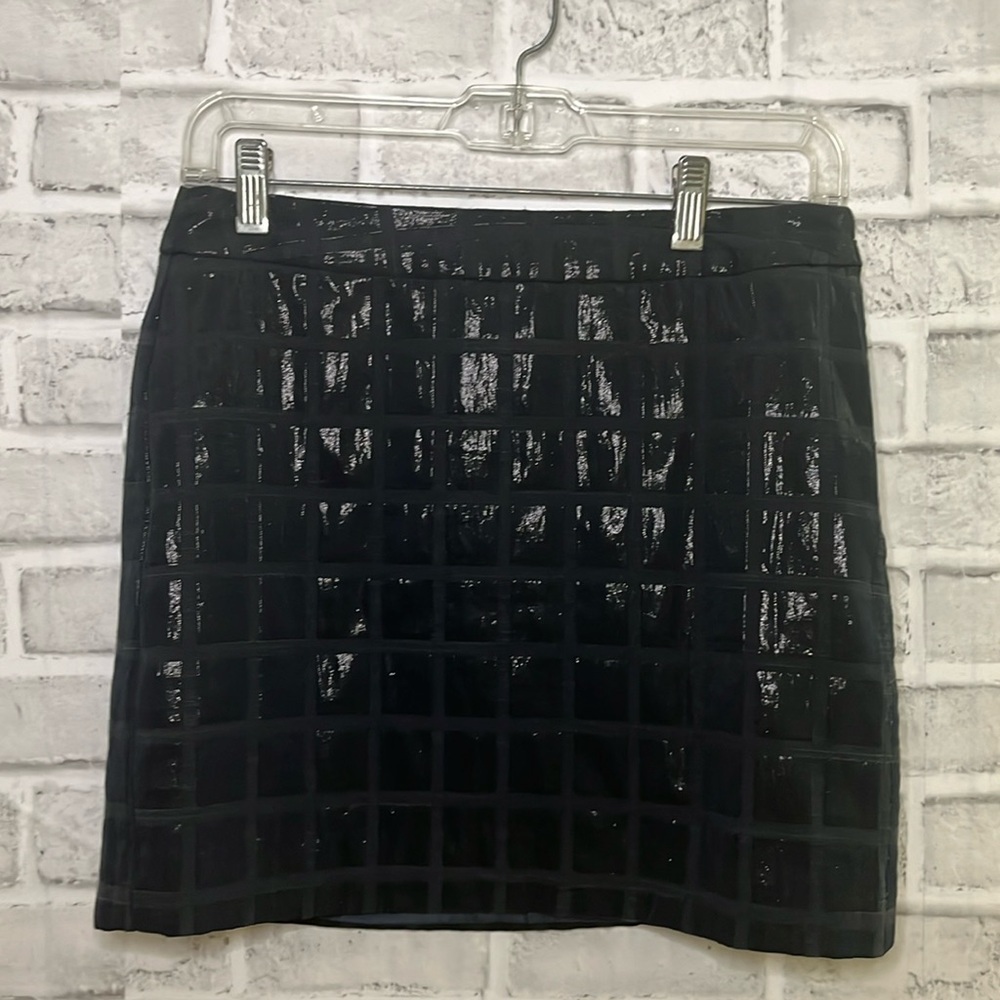 GAP NAVY BLUE SHINY SQUARE PATTERN ZIP POLYESTER BLEND LINED MINI SKIRT size 1